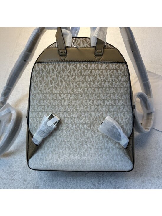 Michael Kors Jaycee Medium Backpack Vanilla Light Brown Vinyl/Leather NWT main image 4